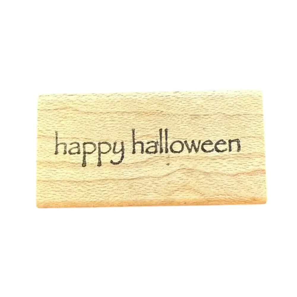 Impress Happy Halloween Small Text Rubber Stamp
